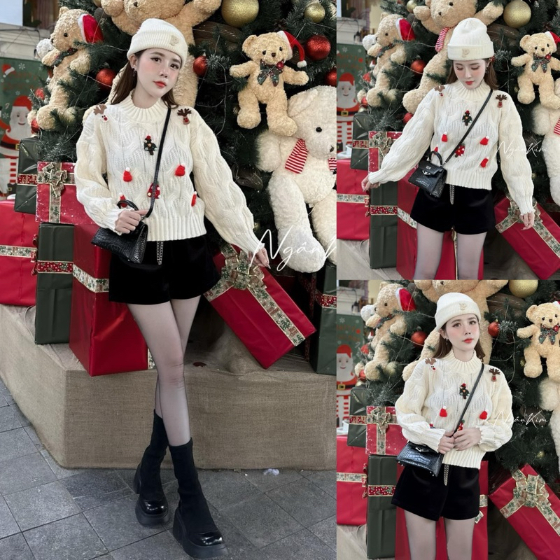 Áo Len Noel Swt Đính Hình Giáng Sinh Siêu Hot