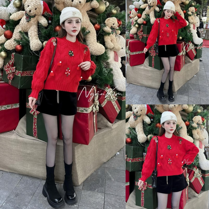 Áo Len Noel Swt Đính Hình Giáng Sinh Siêu Hot