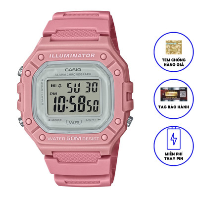 Đồng Hồ Nam Nữ Casio Dây Nhựa Trẻ Trung W-218HC-4AV Chính Hãng