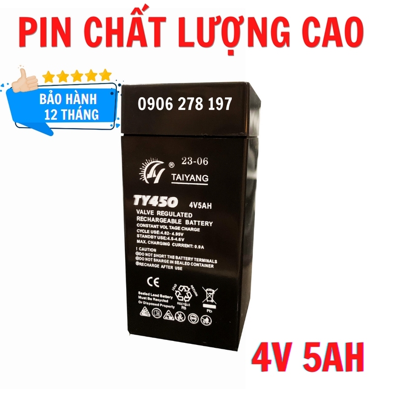 Pin cân điện tử tính tiền, Ắc quy 4v 5Ah Bình Ắc quy khô