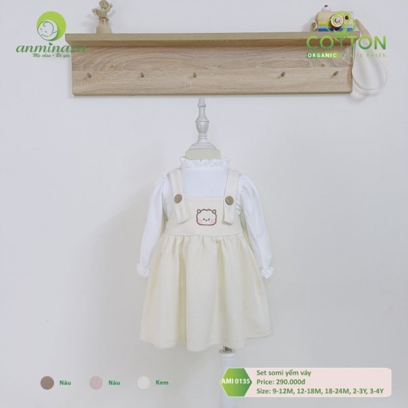 Set yếm váy kèm áo 3 phân Anminaza cho bé gái