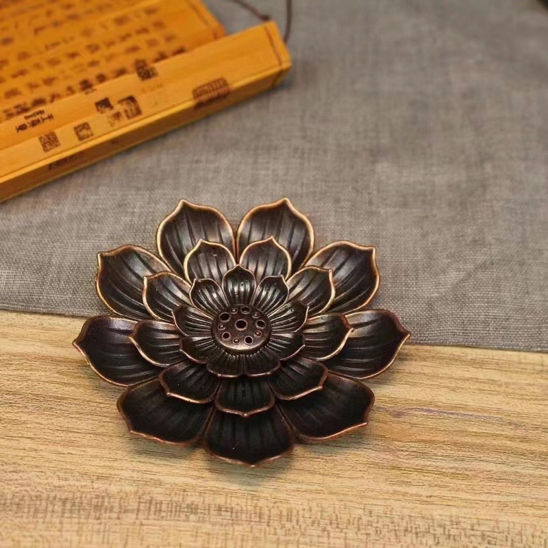 Đế Cắm Nhang Hình Bông Sen Bằng Hợp Kim Đồng Cắm Nhang Không Tăm Nụ Trầm Hương Nhang Vòng Phụ Kiện TRầm Hương