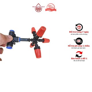 Trọn bộ 10 béc phun sương 5 hướng màu cam kèm t nối nhanh ống lpde 8mm tưới lan, tưới hoa - phụ kiện tưới giá sỉ