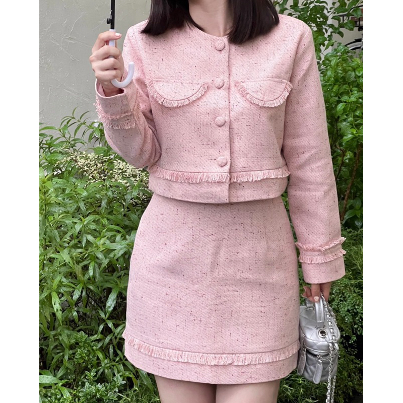 LILLIE | Set váy dạ tweet tay dài tiểu thư