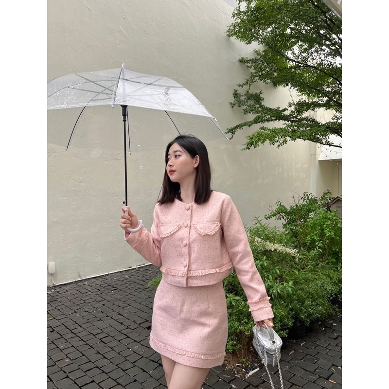 LILLIE | Set váy dạ tweet tay dài tiểu thư