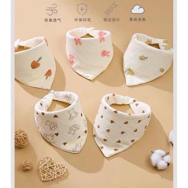 Khăn Yếm Xô Tam Giác Muslin Mềm Mại Cho Bé Sơ Sinh