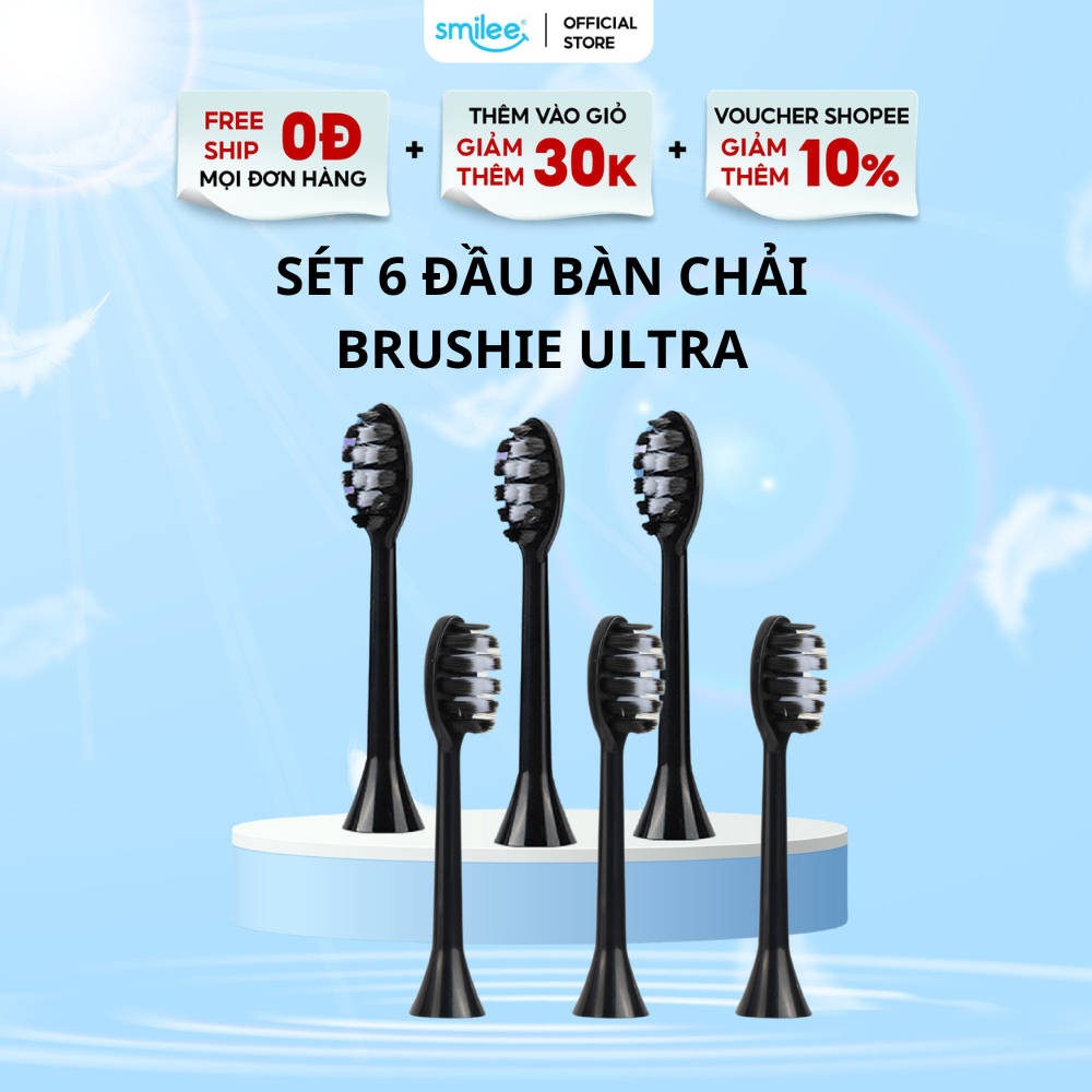 Set 6 đầu bàn chải thay thế Brushie siêu tiết kiệm Hồng - Đen