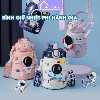 Bình Nước Giữ Nhiệt Cho Bé Mini Ống Hút Cute Đi Học Sinh Inox 316 850 Ml Dễ Thương Quai Xách Automatik