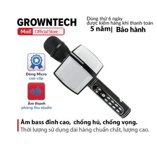 Micro bluetooth karaoke YS91 GrownTech không dây mic thu âm dòng 2023 thiết kế vỏ nhôm chống nước