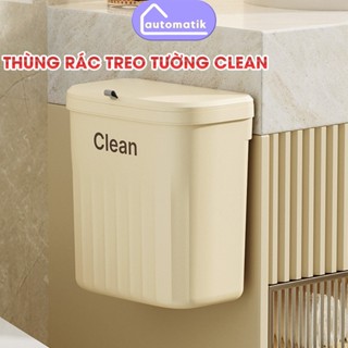[CLE] Thùng Rác Treo Tường Nhà Vệ Sinh Clean Có Nắp Treo Tủ Bếp Mini Để Bàn Phòng Ngủ Khách Ô Tô Văn Phòng Automatik