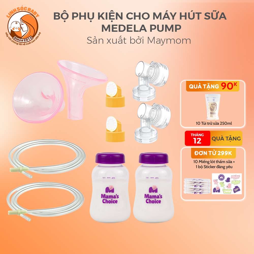 Bộ phễu hút sữa silicon Mama's Choice và phụ kiện Maymom dùng cho máy hút sữa Medela Pump In Style Advanced