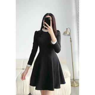 Đầm vân ô xốp viền ren