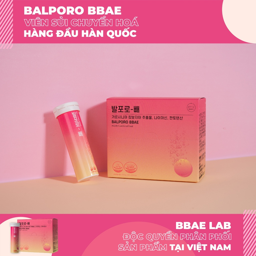 Viên sủi hồng uống hỗ trợ giảm cân Hàn Quốc Balporo Bbae chính hãng, chuyển hóa mỡ thừa, giảm cảm giác thèm ăn hiệu quả.