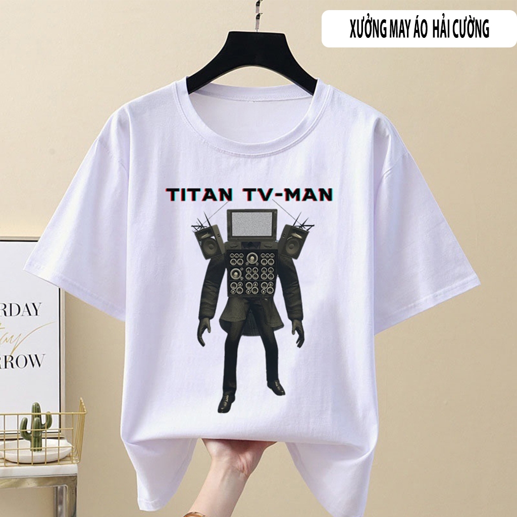 Áo thun Titan TV Man, Quái Vật Đầu Tivi Skibidi Toilet cho bé trai siêu ngầu, size từ 10 - 80kg