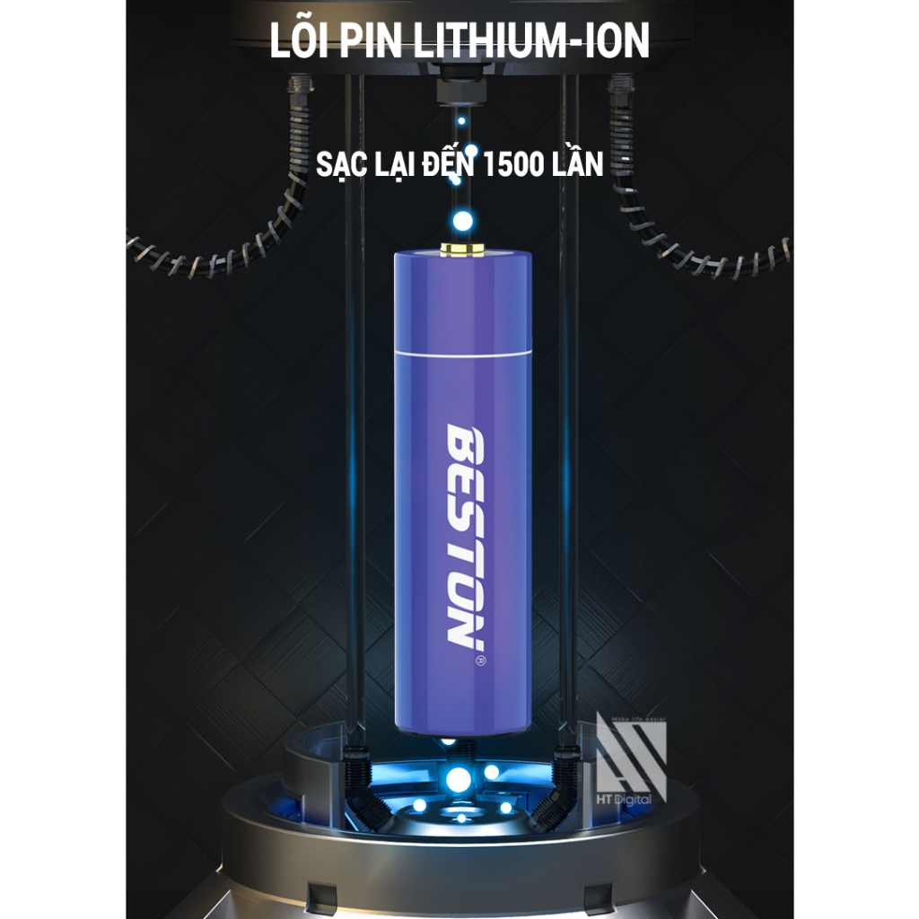 Bộ Pin Sạc AA AAA 1.5V Lithium Beston M7031 Mẩu mới 2024 Công Suất Lớn, Điện Áp Không Đổi 1.5V Dùng Cho Micro, Đèn Pin