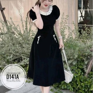 Đầm nhung bigsize phối viền đáng yêu, đầm bigsize từ 55kg-90kg, đầm nữ đẹp