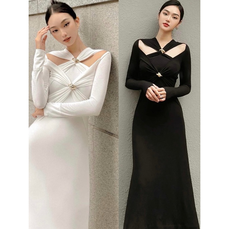 Đầm dự tiệc dáng maxi thun ánh kim siêu sang
