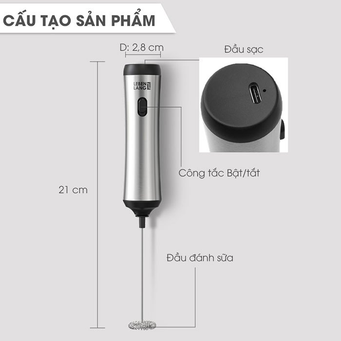 Máy đánh bọt cafe cầm tay Lebenlang LBL4583