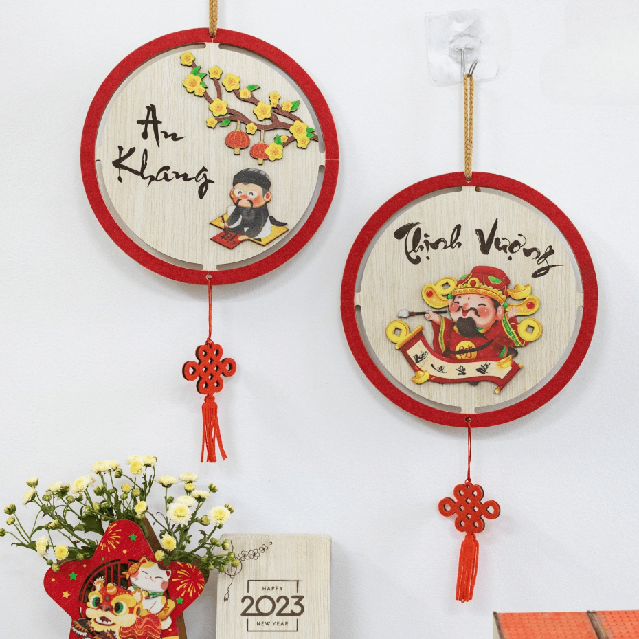 Bảng Gỗ Viền Nhung Decor Trang Trí Tết Nguyên Đán 2024