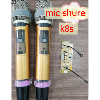 MICRO loa kéo  shute  k8s uhf và mạch miro  có viveo set tần số cho loa kéo 2 mic 200w 500w