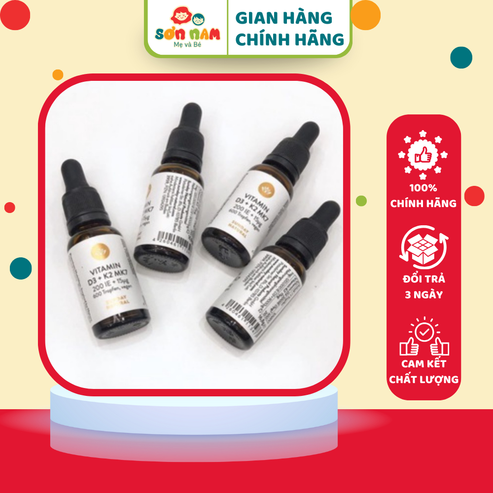 Vitamin D3K2 MK7 cho bé Đức Sunday Natural 20ml giúp hấp thụ canxi phát triển chiều cao tối ưu cho t