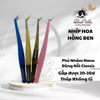Nhíp hoa hồng đen mũi nhám nano - nhíp nối mi belash