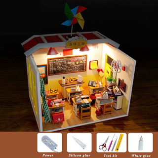 Mô hình nhà gỗ DIY có đèn LED – MẪU PHÒNG NGỦ BÉ GÁI - Lớp học