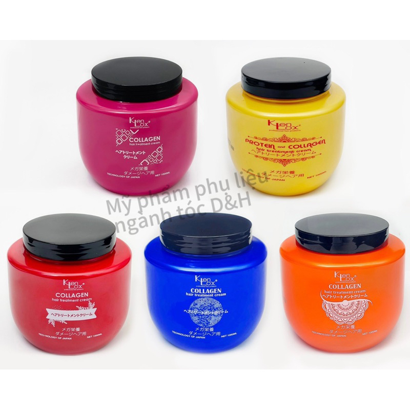 Hấp dầu , ủ xả collagen kenlox siêu mềm mượt hũ 1000ml (5 màu : hồng , đỏ,cam,vàng,xanh)