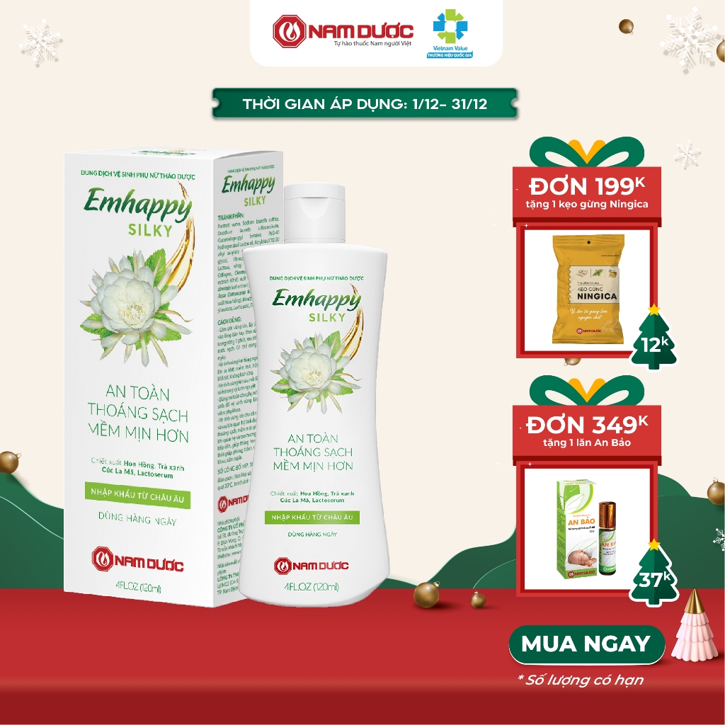 Dung dịch vệ sinh phụ nữ Emhappy Nam Dược hương hoa quỳnh chai 120ml