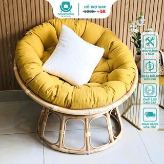 Ghế Lười Thư Giãn Papasan 1m2 Mây Tự Nhiên Trang Trí Phòng Khách, Decor Ban Công Nằm Thư Giãn Phòng Ngủ / FutureHomes SG