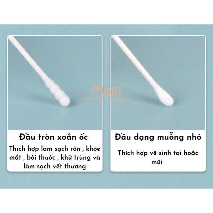 Bông tăm trẻ em Molii lõi giấy vệ sinh an toàn cho bé