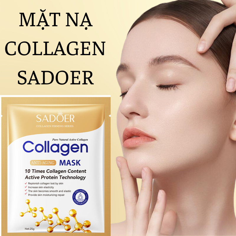 Sadoer Mặt nạ Giấy Collagen Cung cấp protein, Giữ ẩm, Mướt căng mịn, Trắng sáng da.