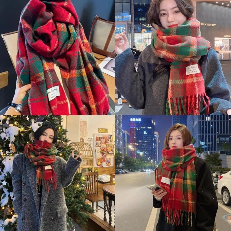 KHĂN CHOÀNG KẺ SỌC ĐỎ XANH NỮ CHƠI NOEL
