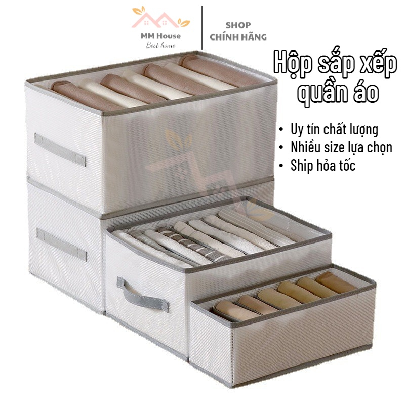 Hộp vải đựng quần áo chia ngăn khung PP 7-12 ngăn sắp xếp phân loại chất liệu thân thiện môi trường MM house
