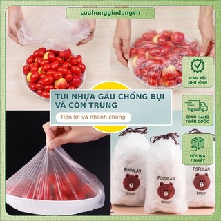 Set 100 cái màng boc thực phẩm co giãn siêu dai có chun quấn, Màng bọc chất liệu nilon an toàn tránh bụi bặm vi khuẩn