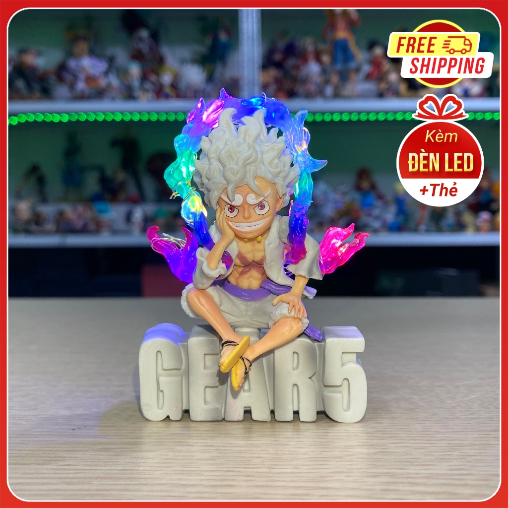 (MỚI) Mô hình Luffy Gear 5 có đế chữ siêu ngầu - kèm 1 đèn LED