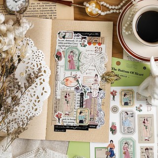 Sticker stamp A lovely girl trang trí phong bì thư