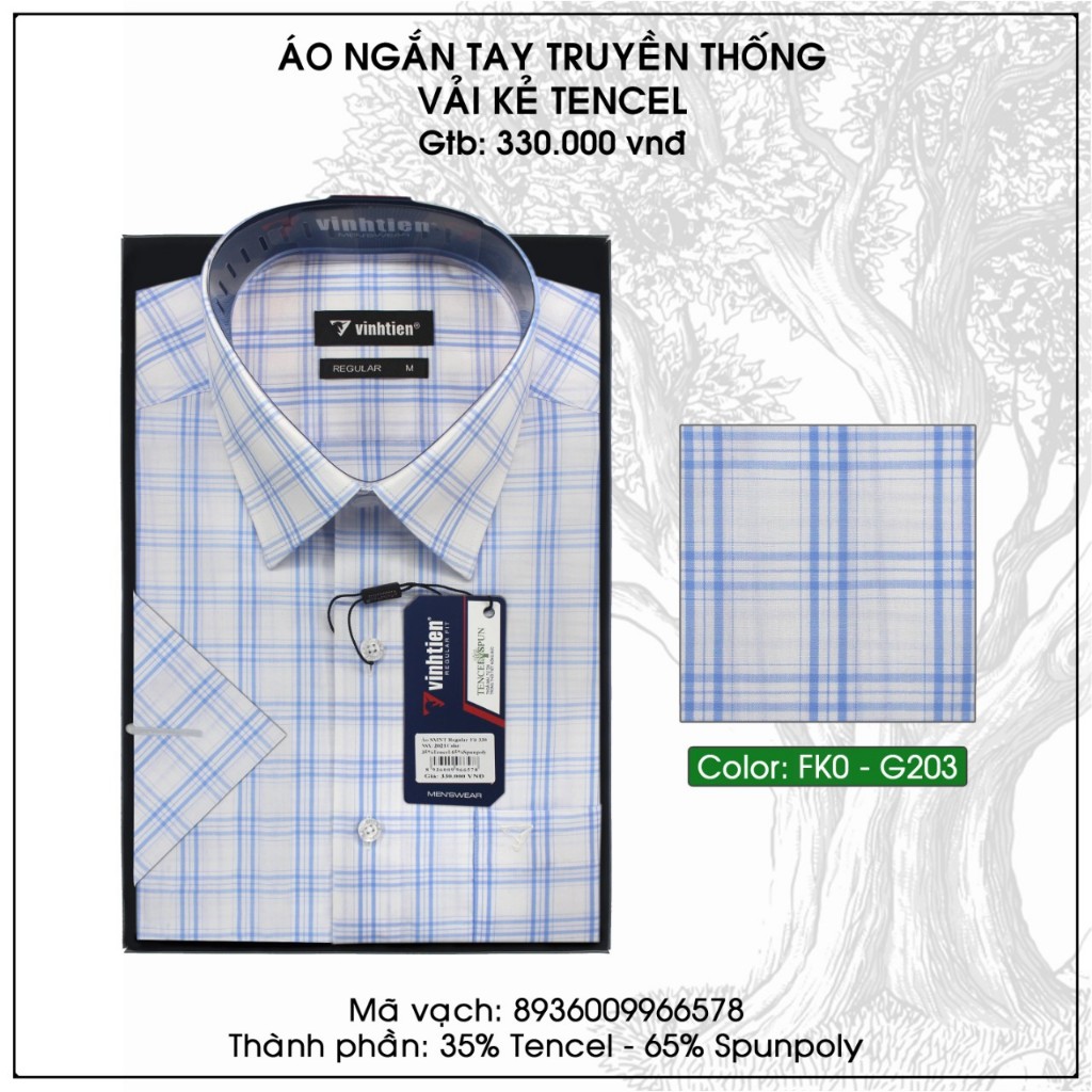 Áo Sơ Mi Tay Ngắn Vĩnh Tiến Sọc Caro Form Regular Vạt Ngang 330 - Mẫu 2
