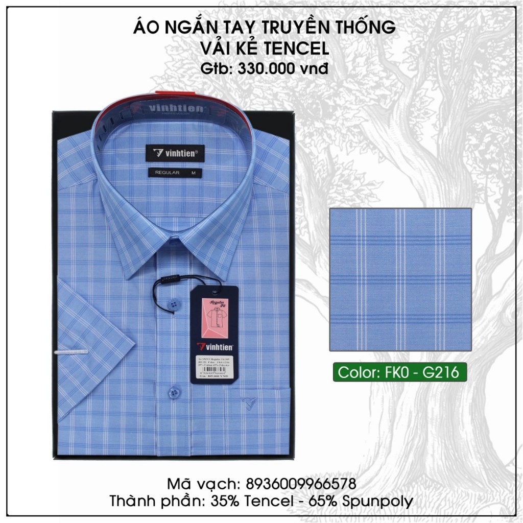 Áo Sơ Mi Tay Ngắn Vĩnh Tiến Sọc Caro Form Regular Vạt Ngang 330 - Mẫu 2
