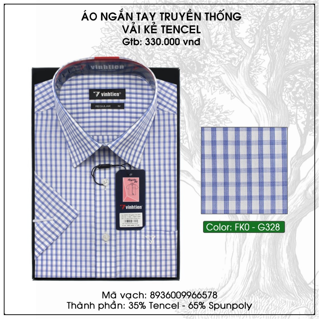 Áo Sơ Mi Tay Ngắn Vĩnh Tiến Sọc Caro Form Regular Vạt Ngang 330 - Mẫu 2