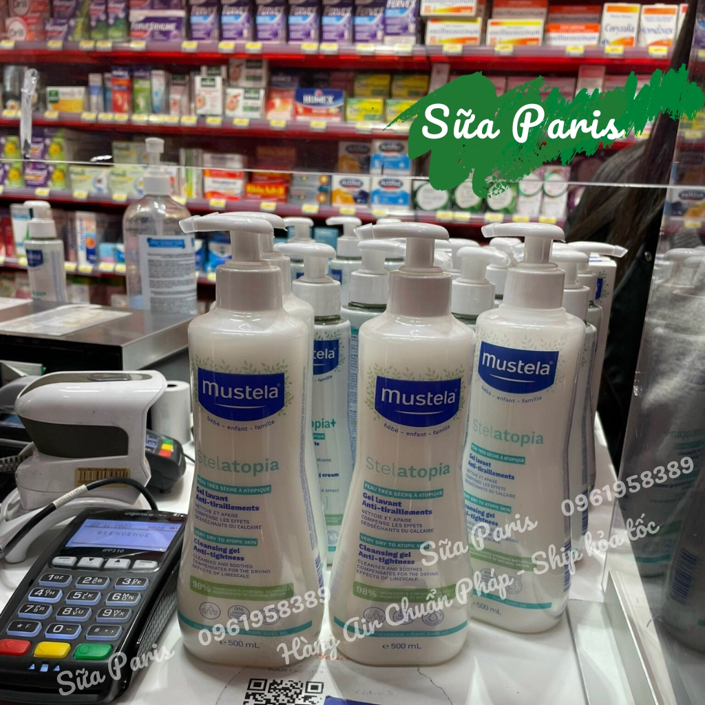 Sữa Tắm Mustela stelatopia 500ml dành cho da cơ địa, chàm sữa, da dễ kích ứng_Sữa Paris Aderma