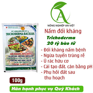 Nấm đối kháng Trichoderma Bacciluss 5 triệu Bào tử/g, gói 100g tiện lợi sử dụng