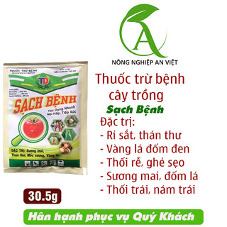 Chế phẩm xử lý thán thư, sương mai, mốc sương, vàng lá, đốm vòng, đốm mắt cua, đốm lá hiệu Sạch bệnh 30.5g