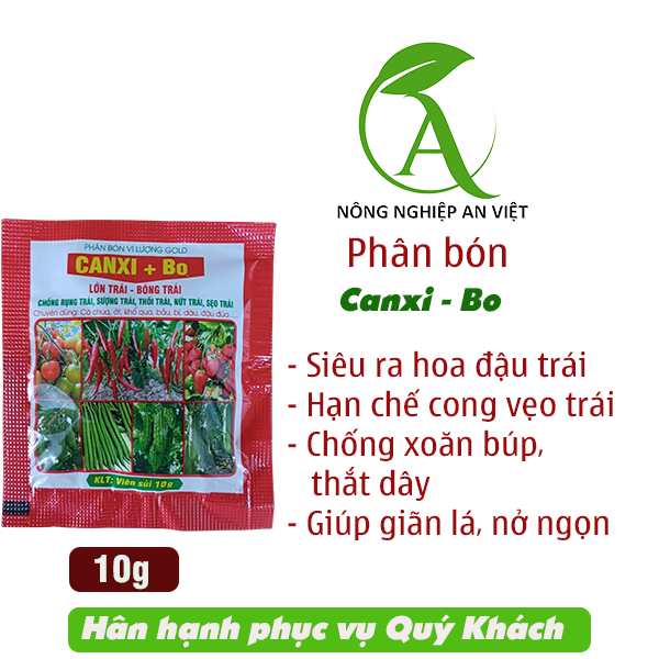 Phân bón vi lượng Canxi Bo dạng viên sủi 10g; giúp lớn trái, bóng trái, chống rụng hoa và trái, chống nứt trái
