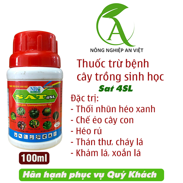 Đặc hiệu trừ bệnh thối nhũn héo xanh, thối trái, thối do vi khuẩn trên cây trồng SAT 4Sl 100ml