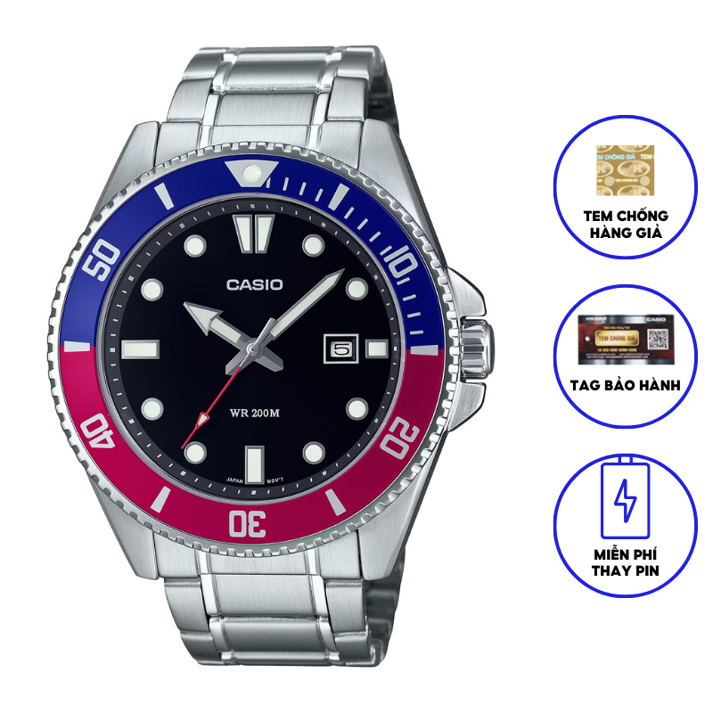 Đồng hồ nam dây kim loại Casio MDV-107D-1A3V chính hãng