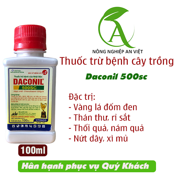 Chế phẩm trừ bệnh cây trồng Daconil 500sc 100ml (Đạo ôn, khô vằn, sương mai, thán thư, phấn trắng, đốm lá)