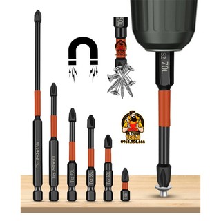 Mũi bắn vít đầu ph2 bake chữ thập từ tính cao, chân lục giác ngắn 6.35mm
