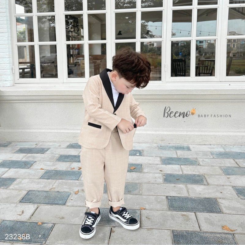 Set công tử bé trai BEEMO B077 vest bé trai chất xước Hàn thoáng mát - PAPALEMON