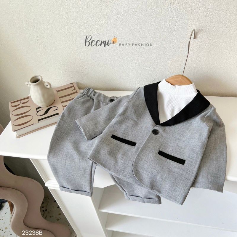 Set công tử bé trai BEEMO B077 vest bé trai chất xước Hàn thoáng mát - PAPALEMON